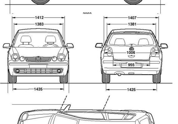 Volkswagen Polo (Фольцваген Поло) - чертежи (рисунки) автомобиля